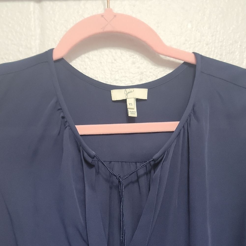 Joie Deep Blue Silk Blouse with Tassel Details - Picture 11 of 14